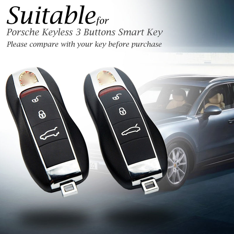 Vitodeco Genuine Leather Keyless Entry Remote Control Smart Key Case Cover with Leather Key Chain for Porsche Panamera, Macan, Cayenne, 911 (3 Buttons, Brown) 3 Buttons - LeoForward Australia