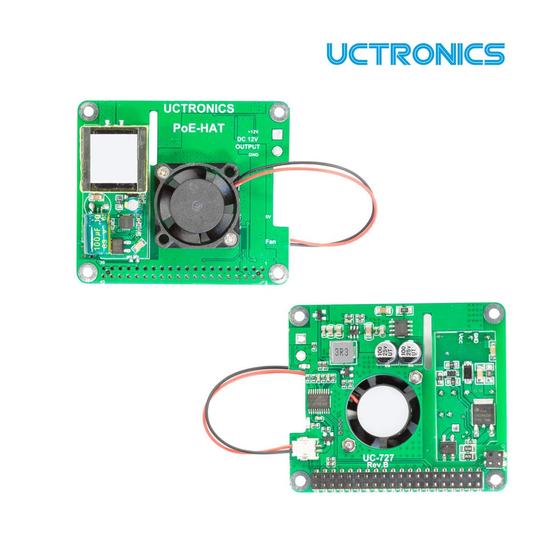  [AUSTRALIA] - UCTRONICS PoE HAT for Raspberry Pi 4 Model B and Pi 3 Model B+, 802.3at Power Over Ethernet Expansion Board with Cooling Fan