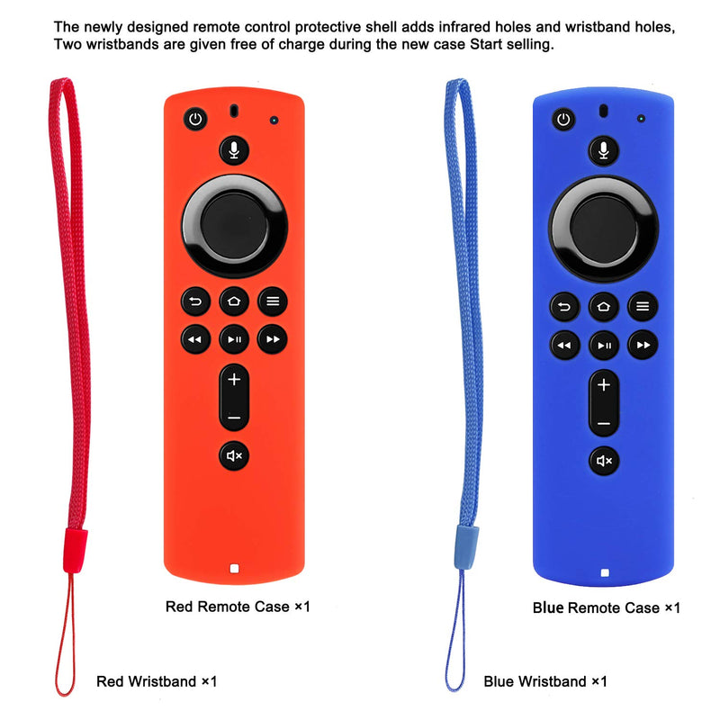 [2 Pack] Silicone Cover Case for Fire TV Stick 4K / Fire TV (3rd Gen) Compatible with All-New 2nd Gen Alexa Voice Remote Control (Red and Blue) Red and Blue - LeoForward Australia