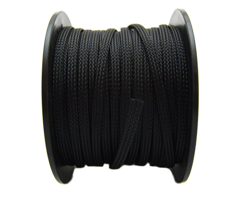  [AUSTRALIA] - BLACK 1/4 100FT BRAIDED EXPANDABLE FLEX SLEEVE WIRING HARNESS LOOM WIRE COVER