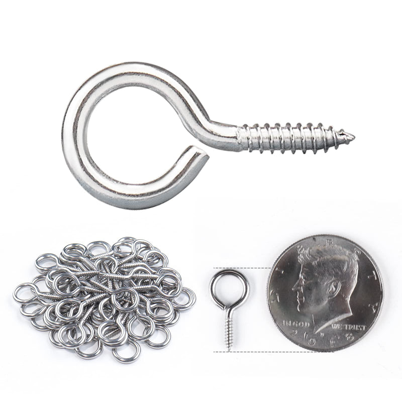  [AUSTRALIA] - Muzata 50pack 7/8’’ M3 Screw Eye Hook Wood Screws Metal Hook T316 Stainless Steel for Wood Securing Cable Wire Terminal Ring Eyelet Self Tapping Eye Bolt Indoor Outdoor CN18 HN2 50