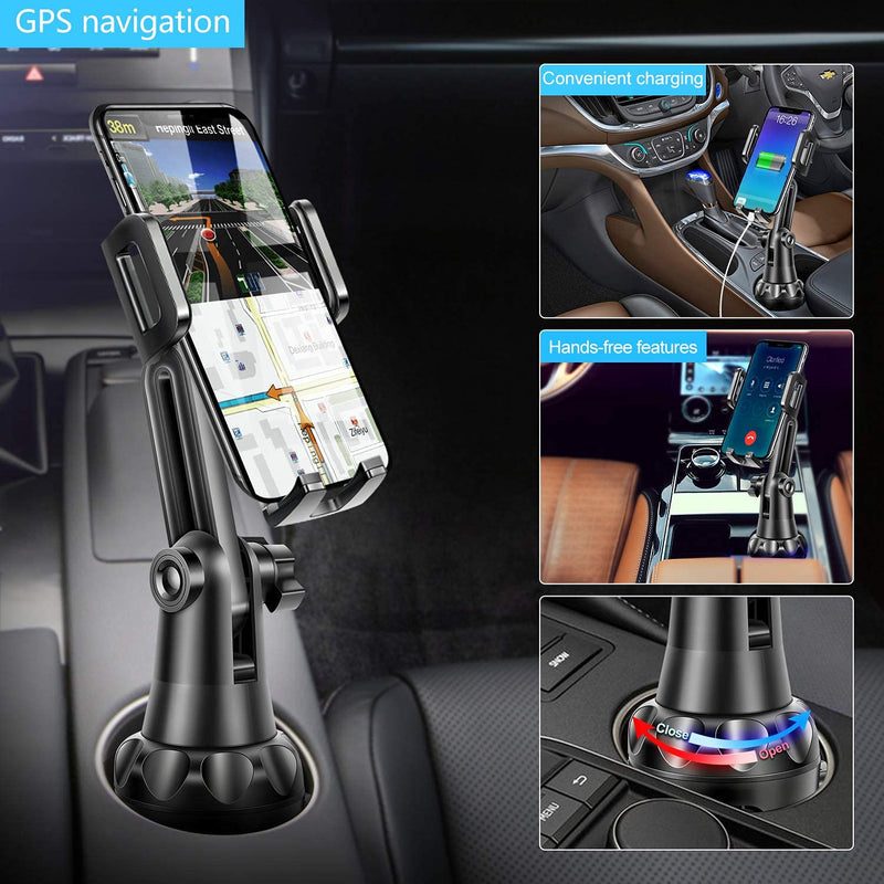  [AUSTRALIA] - Car Cup Holder Phone Mount TCZ1 Pro Ver. Adjustable Pole Automobile Cup Holder Smart Phone Cradle Car Mount for iPhone 11 Pro/XR/XS Max/X/SE/8 Plus/6s/Samsung Galaxy S20+/Note 10/S9/S7 Edge(Black)