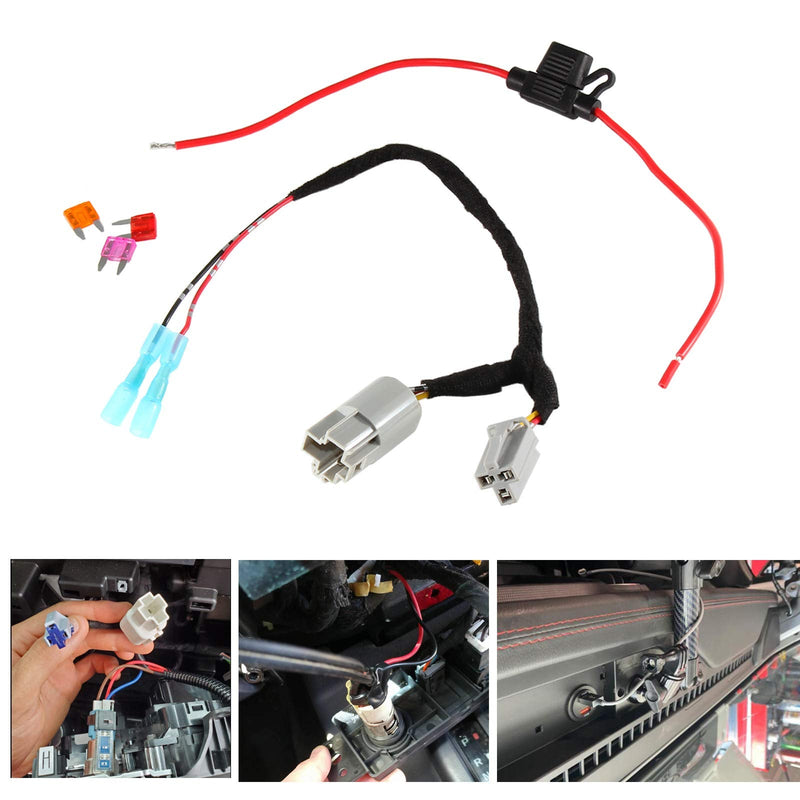  [AUSTRALIA] - RED WOLF 12 Volt Power Adapter Wiring Harness Switch Connector Plug w/Fuse for Chrysler Dodge Ram 2001-2022 Power Outlet to Add Backup Camera CB Radio Radar Detectors Portable GPS