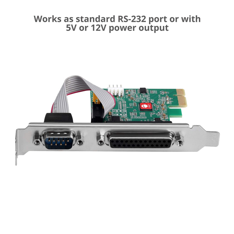  [AUSTRALIA] - SIIG Single Serial Port / RS-232 and Single Parallel Port PCIe Card Compatible with 16C550 UART (JJ-E20311-S1) Serial Port x1 & Parallel Port x1