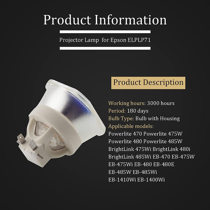  [AUSTRALIA] - YUHAOYA Replacement Projector Lamp for ELPLP71 / V13H010L71 for Epson BrightLink 475Wi 480i 485Wi PowerLite 470 475W 480 485W eb-475wi eb-485wi BrightLink 1410Wi Projector lamp Bulb with Housing ELP-LP71