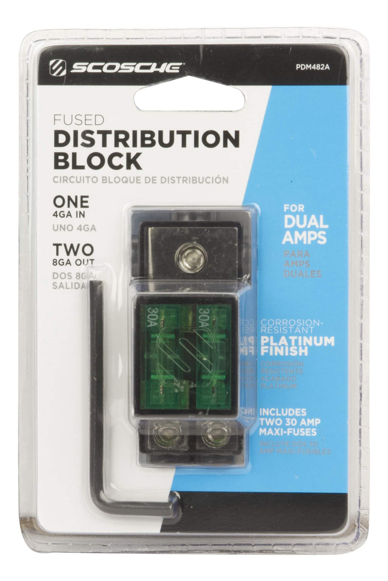  [AUSTRALIA] - SCOSCHE PDM482A Maxi Fuse Distribution Block with Single 4 Gauge Input and Dual 8 Gauge Output MAXI Fused Distribution Block