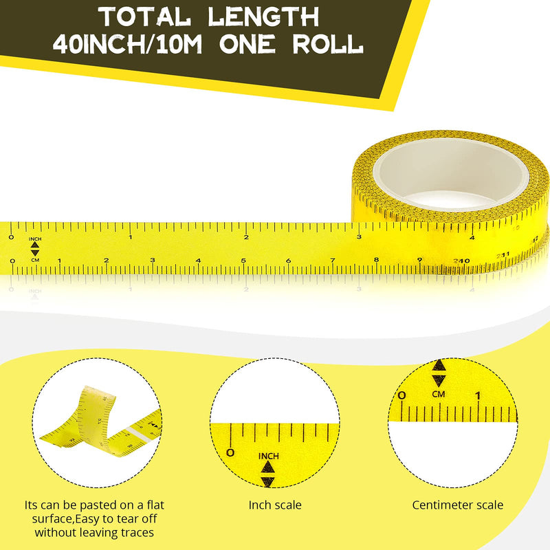  [AUSTRALIA] - 6 Rolls 1/2 Inch Ruler Tape Repeating 12 Inch 30 cm Imprint Short Self-Adhesive Table Sticky Sewing Measuring Tape Ruler Measure for Easy Measuring