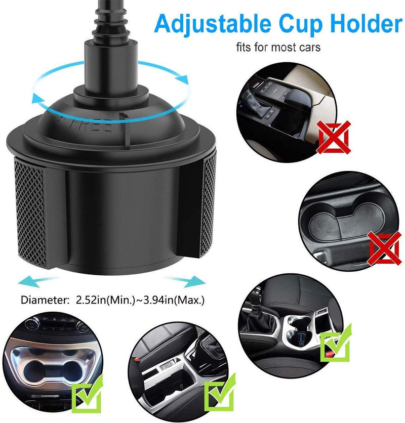  [AUSTRALIA] - WeTest Car Cup Holder Phone Mount Adjustable Gooseneck Cell Phone Car Cradle for iPhone11/Pro/Xs/Max/X/XR/8/8 Plus,Samsung Note10/S10/S9/S8