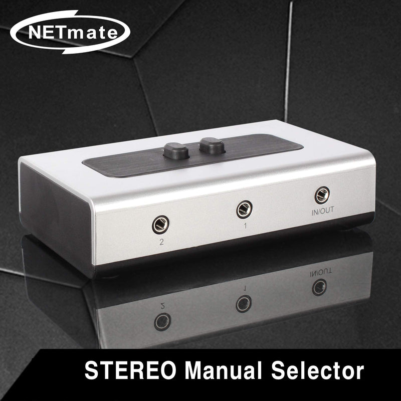  [AUSTRALIA] - NETmate 2 PORT 3.5mm STEREO Manual Switch Box AUX Audio Speaker selector(Wall Mount Hole Built-in, wall or table available) 1-Pack