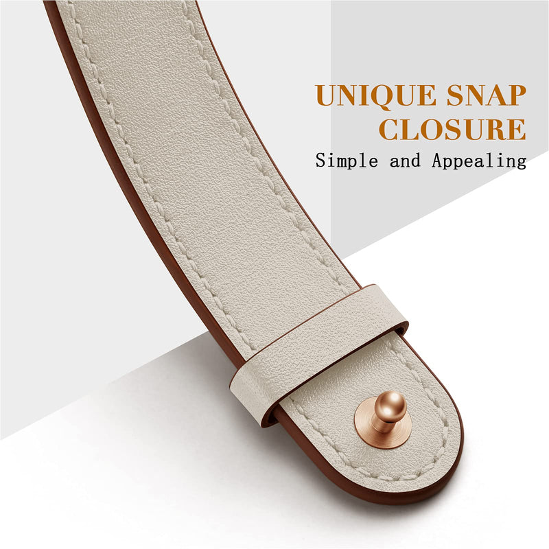  [AUSTRALIA] - OUHENG Compatible with Apple Watch Band 41mm 40mm 38mm 45mm 44mm 42mm, Genuine Leather Bands Replacement Strap for iWatch SE Series 7 6 5 4 3 2 1 (Beige/Rose Gold, 41mm 40mm 38mm) Beige/Rose Gold 41mm/40mm/38mm