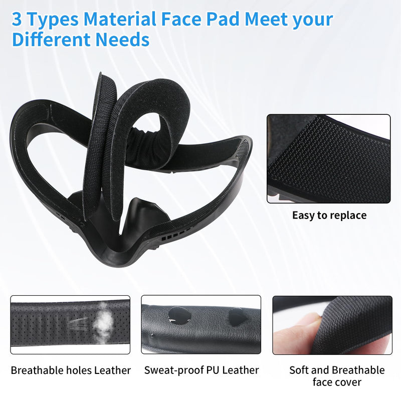  [AUSTRALIA] - VR Face Pad Replacement for Oculus Quest 2,Facial Interface Bracket Face Cover with Nose Pad,3pcs Anti-fogging Face Cushion Pad,Lens Cover,Thumb Stick Caps for meta Oculus Quest 2 Accessories