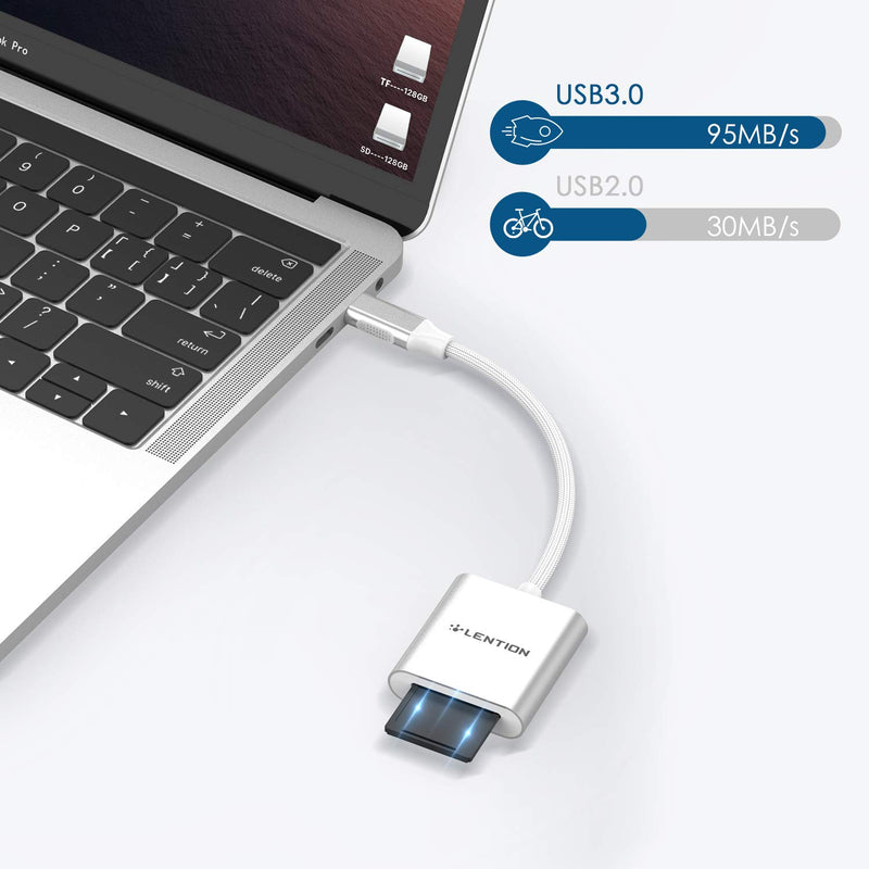 LENTION USB C to SD/Micro SD Card Reader, Type C SD 3.0 Card Adapter Compatible 2020-2016 MacBook Pro 13/15/16, New Mac Air/iPad Pro/Surface, Samsung S20/S10/S9/S8/Plus/Note, More (CB-C8, Silver) - LeoForward Australia