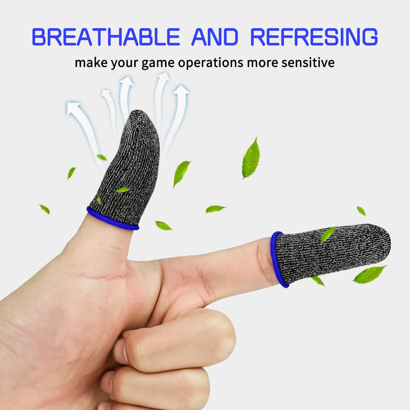 Newseego Finger Sleeve Sets for Gaming Mobile Game Controller Thumb Sleeves [10 Pack], Anti-Sweat Breathable Touchscreen Sensitive Aim Joysticks Finger Set for Rules of Survival/Knives Out (Blue) 10 Pack - Blue - LeoForward Australia
