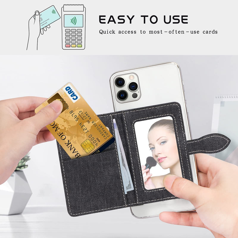 FYY Card Holder for Back of Phone, Cell Phone Card Holder Stick on Wallet Card Case with [Magnetic Closure], Slim 3M Adhesive Card Wallet Compatible for iPhone/Samsung and Most Smart Phones Black - LeoForward Australia