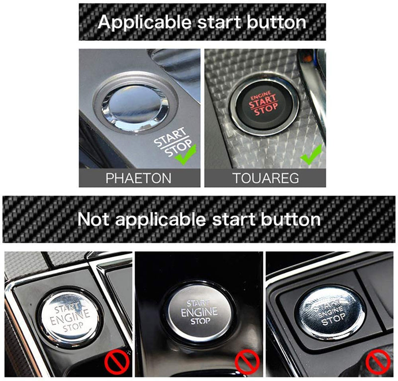 AIRSPEED Carbon Fiber Car Engine Start Button Sticker for Volkswagen Touareg Phaeton Accessories (Black) Black - LeoForward Australia