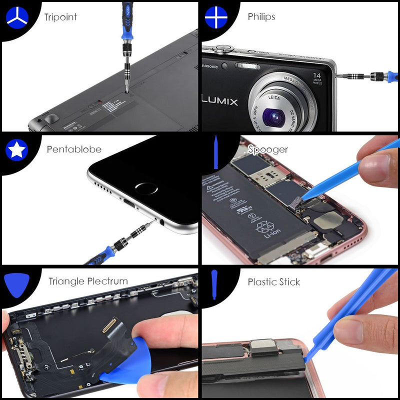  [AUSTRALIA] - Syntus Precision Screwdriver Set, 63 in 1 with 57 Bit Magnetic Screwdriver Kit Electronics Repair Tool Kit for iPhone, Tablet, Macbook, Xbox, Cellphone, PC, Game Console, Blue