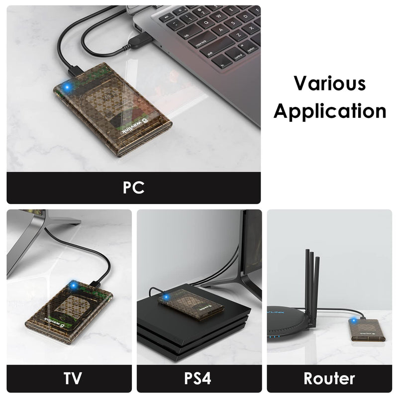  [AUSTRALIA] - WAVLINK 2.5" Hard Drive Enclosure, USB 3.0 to SATA III/II/I External Hard Disk Case for 9.5/7mm HDD SSD, Support Max 4TB with UASP Protocol 5Gbps Tool Free for PC Laptop PS4 TV Router USB 3.0 to SATA HDD Enclosure