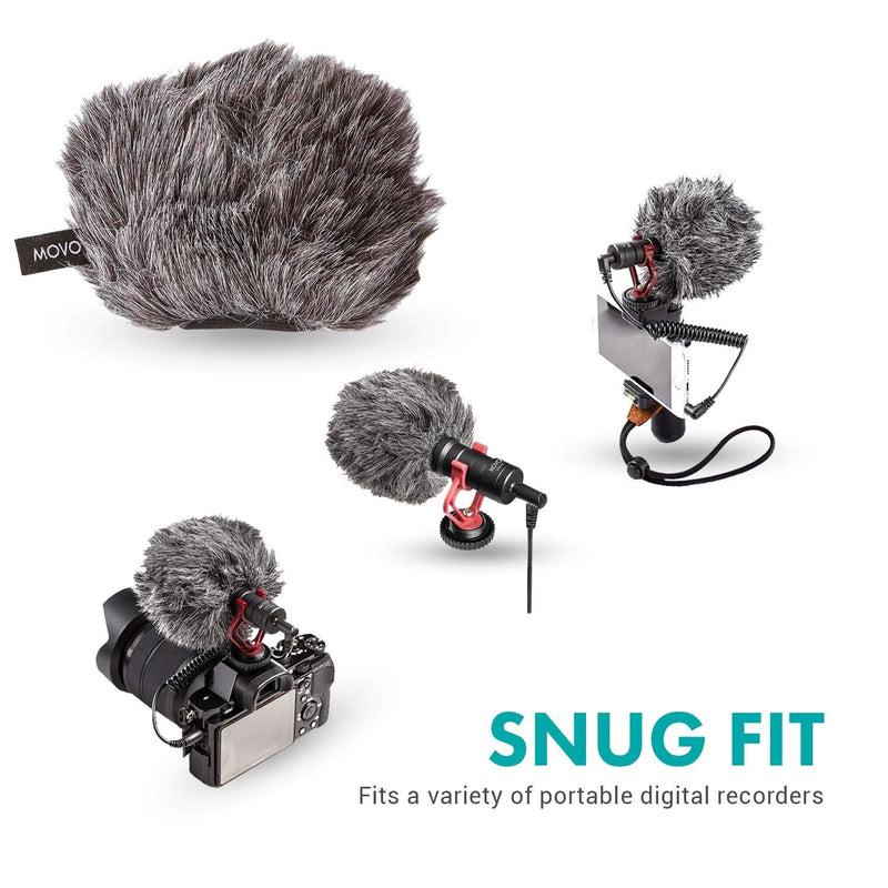  [AUSTRALIA] - Movo WS-G9 Furry Outdoor Microphone Windscreen Muff for Portable Digital Recorders up to 3" X 1.5" (W x D) - Fits the Zoom H4n, H4n PRO, H5, H6, Tascam DR-40, DR-05, DR-07 and More (Dark Gray)