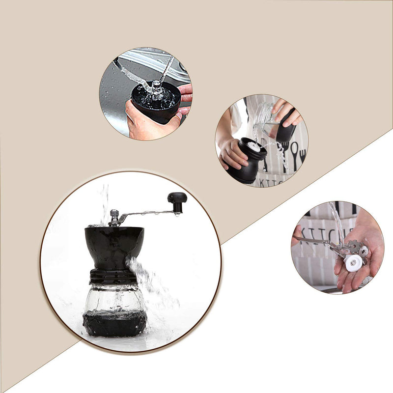  [AUSTRALIA] - PARACITY Manual Coffee Bean Grinder, Hand Coffee Mill with 2 Glass Jars Ceramic Burr Stainless Steel Handle for Aeropress, Drip Coffee, Espresso, French Press, Turkish Brew