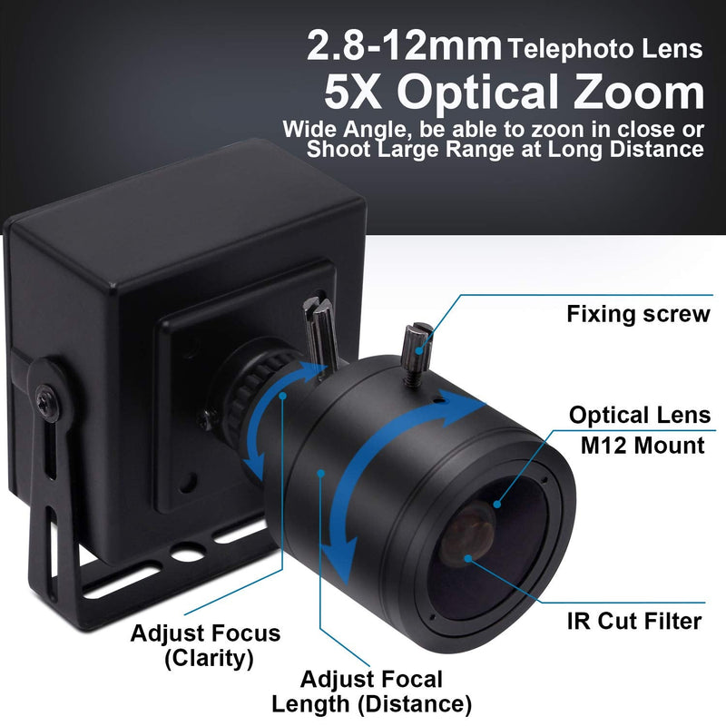  [AUSTRALIA] - SVPRO Manual Zoom Focus USB Camera 2.8-12mm Varifocal Lens 1080P FHD USB Webcam, 2MP High Frame Rate 100pfs VGA Mini Camera Portable USB Camera with UVC Plug & Play for Android Linux Windows Mac 2MP USB Camera (High Frame)