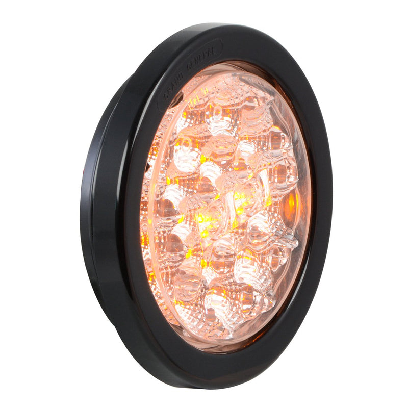  [AUSTRALIA] - GG Grand General 77081BP Spyder 4" Round LED Park/Turn/Clearance Includes Light, Grommet & Pigtail for Trucks, Trailers, Rs, Utility Vehicles Amber/Clear