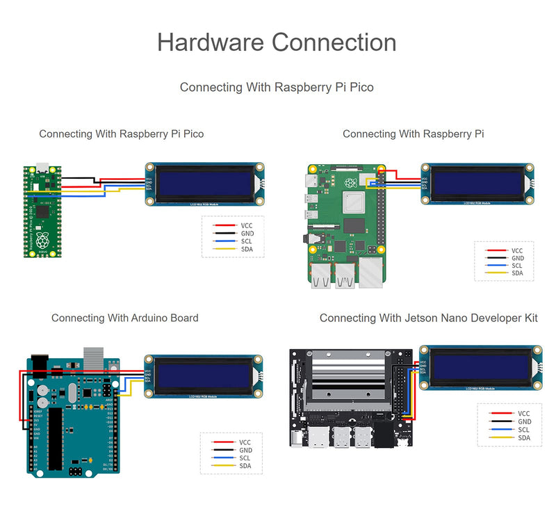  [AUSTRALIA] - 1602 LCD Display RGB Module 16x2 Characters 16M Colors RGB Backlight LCD Module, 3.3V/5V Compatible, I2C Bus, for Raspberry Pi/Pi Pico, Jetson Nano Arduino