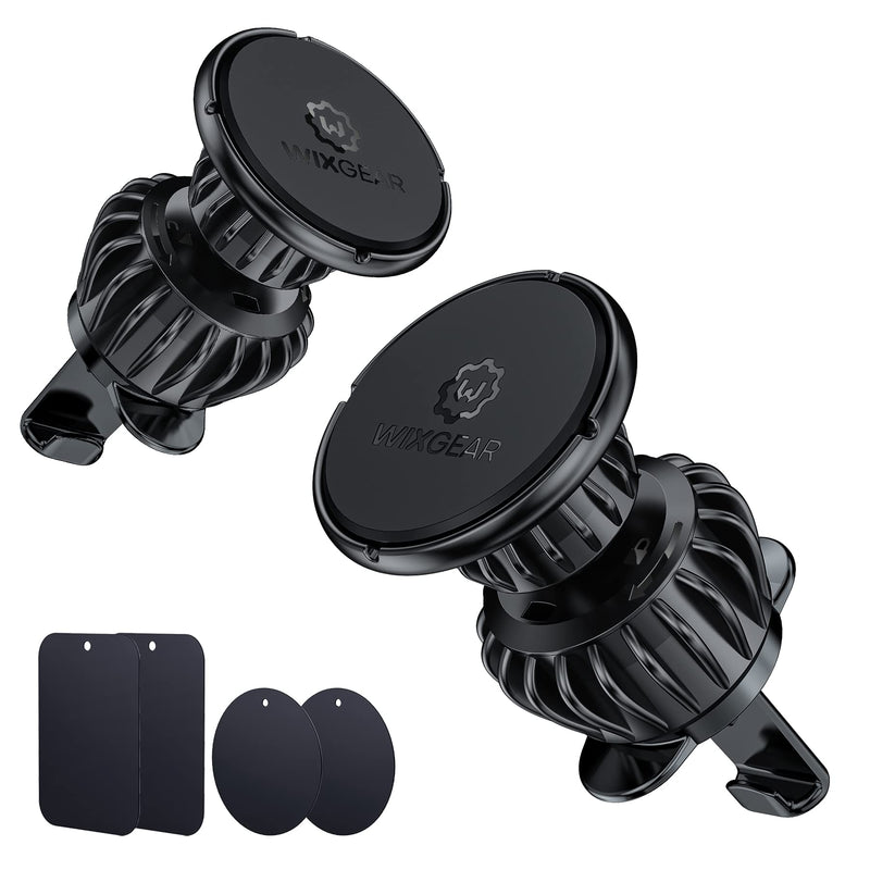  [AUSTRALIA] - WixGear [2 Pack Universal Air Vent Magnetic Phone Holder for Car, Phone Mount for Car for Cell Phones and Mini Tablets (New Upgraded Vent Locks)