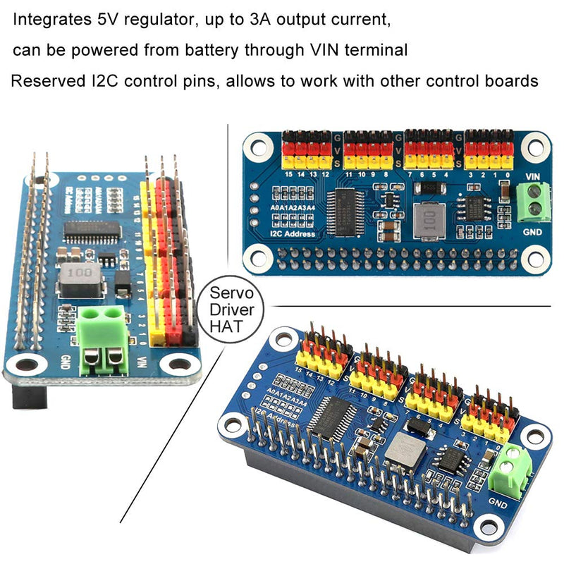  [AUSTRALIA] - MakerFocus PWM Servo Motor Driver IIC Module 16 Channel PWM Outputs 12 Bit Resolution I2C Compatible with Raspberry Pi 4 3B+ 3B Zero/Zero W/Zero WH and Jetson Nano