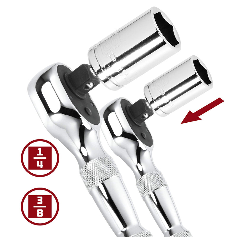  [AUSTRALIA] - Powerbuilt 640927 1/4-Inch and 3/8-Inch Stubby Ratchet Set, 2-Piece