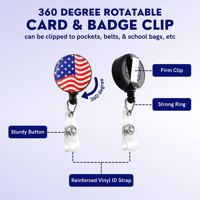  [AUSTRALIA] - ID Badge Holder with Lanyard - Fashionable ID Card Holders with Retractable Lanyards - Soft Fiber,Metal Clip,Sturdy Buckle for Key,Wallet - Cute American Flag Work,Nurse,Teacher Badge Holder