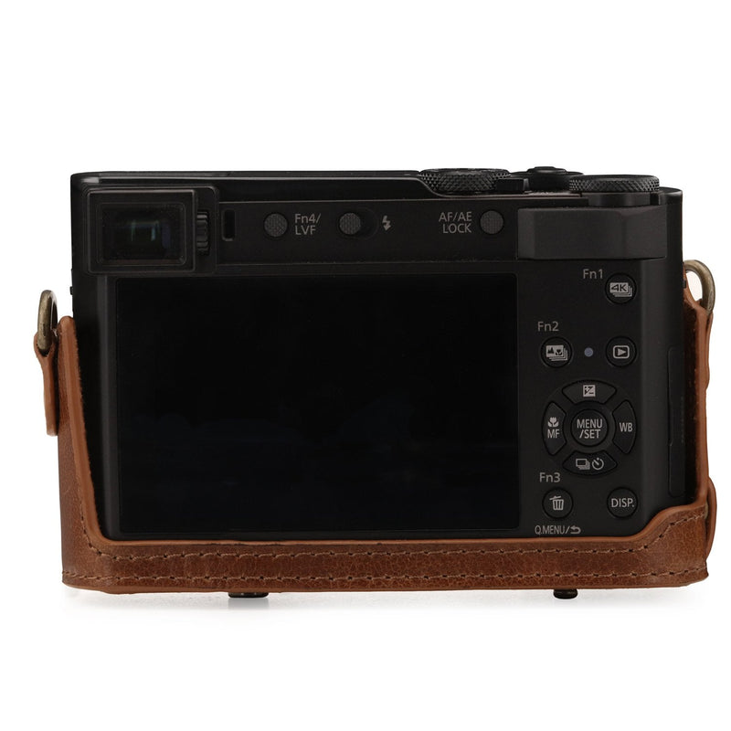  [AUSTRALIA] - MegaGear Ever Ready Genuine Leather Camera Case Compatible with Panasonic Lumix DMC-ZS100, DC-ZS200 Brown