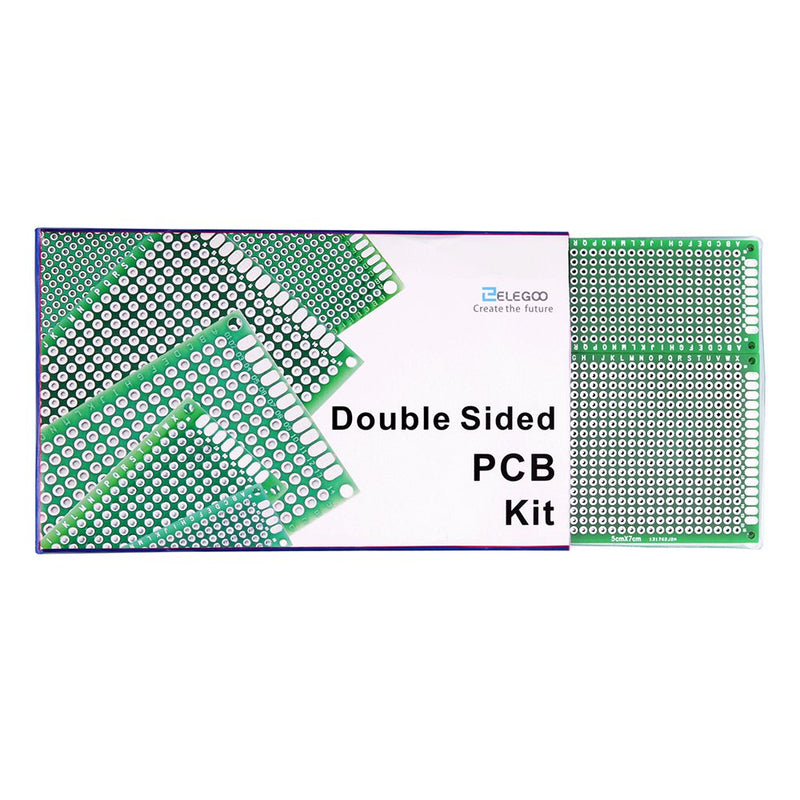  [AUSTRALIA] - ELEGOO 32 Double-Sided PCB Board Prototype Hole Grid Plate Kit for Crafts Soldering 5 Different Sizes Compatible with Arduino Kits