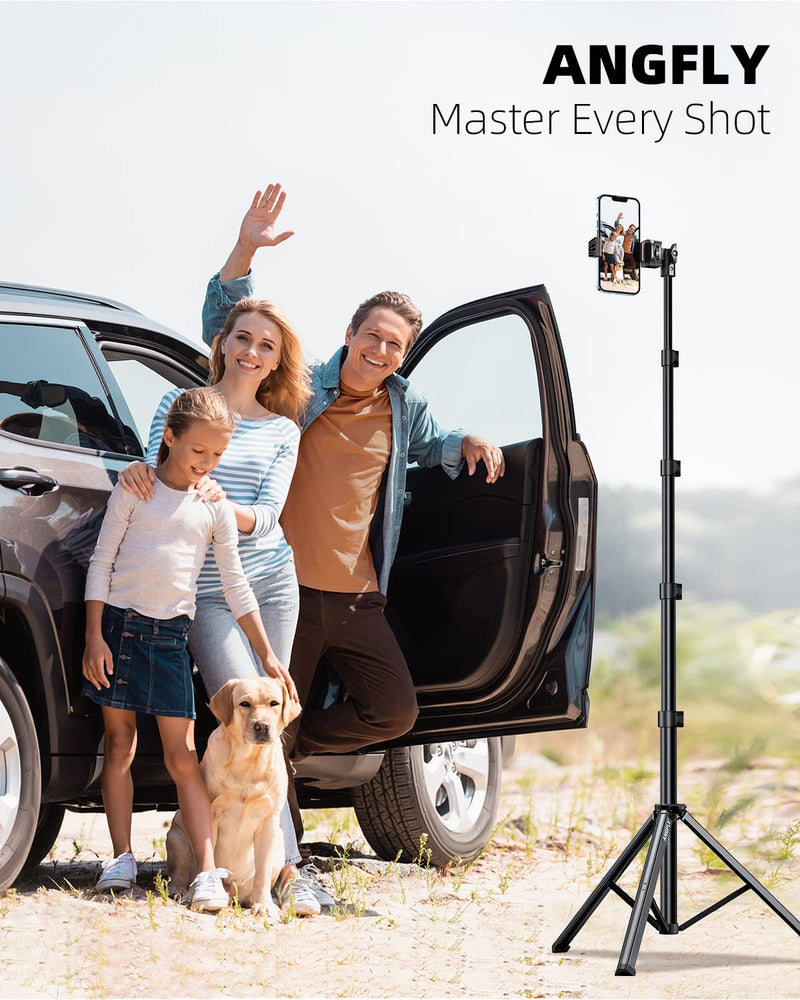  [AUSTRALIA] - ANGFLY 67" Phone Tripod & Selfie Stick, Extendable Cell iPhone Tripod Stand with Remote and Phone Holder, Tripod for iPhone Compatible with iPhone 14 Pro Max 13 12/Android/Camera Black
