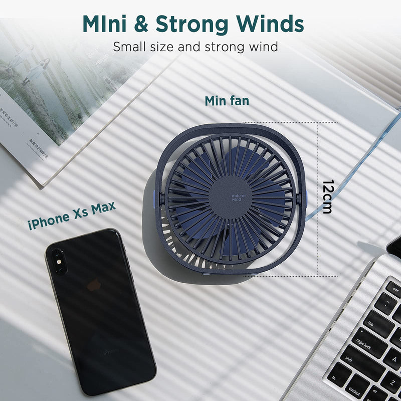  [AUSTRALIA] - EasyAcc Small Personal USB Desk Fan,3 Speeds Portable Desktop Table Cooling Fan Powered by USB,Strong Wind,Quiet Operation,for Home Office Car Outdoor Travel (Navy Blue) Navy Blue