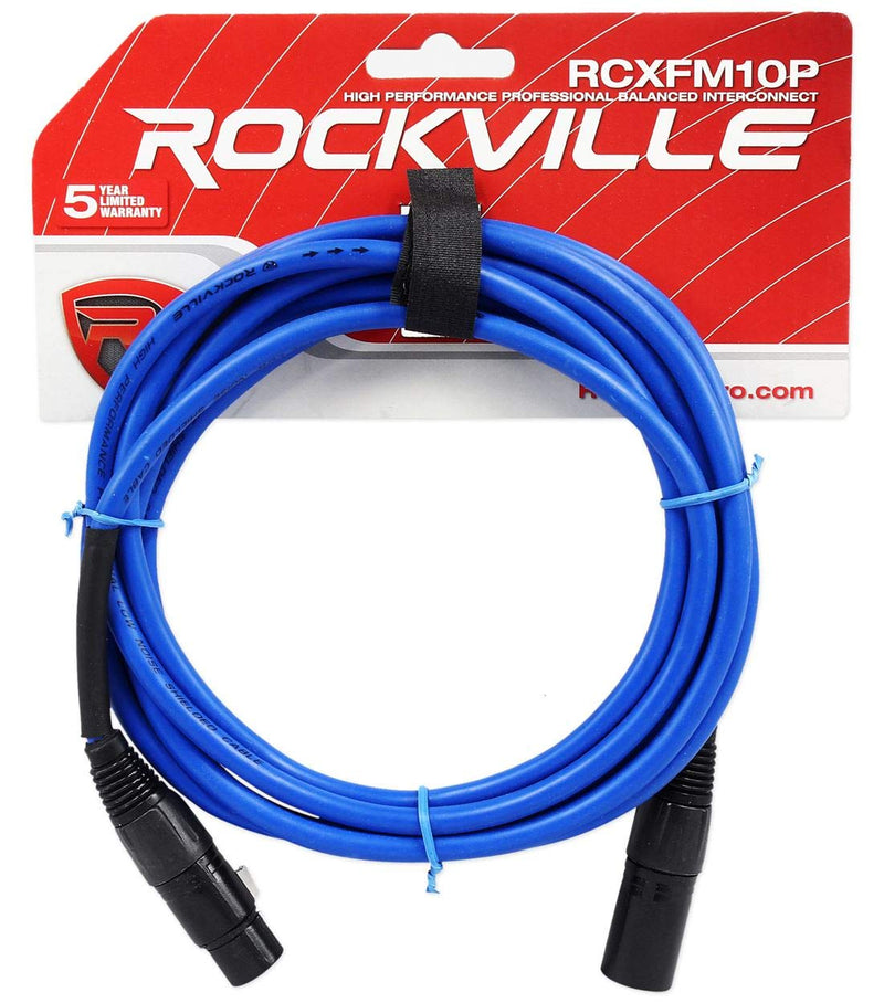  [AUSTRALIA] - Rockville RCXFM10P-BL Blue 10' Female to Male REAN XLR Mic/Speaker Cable