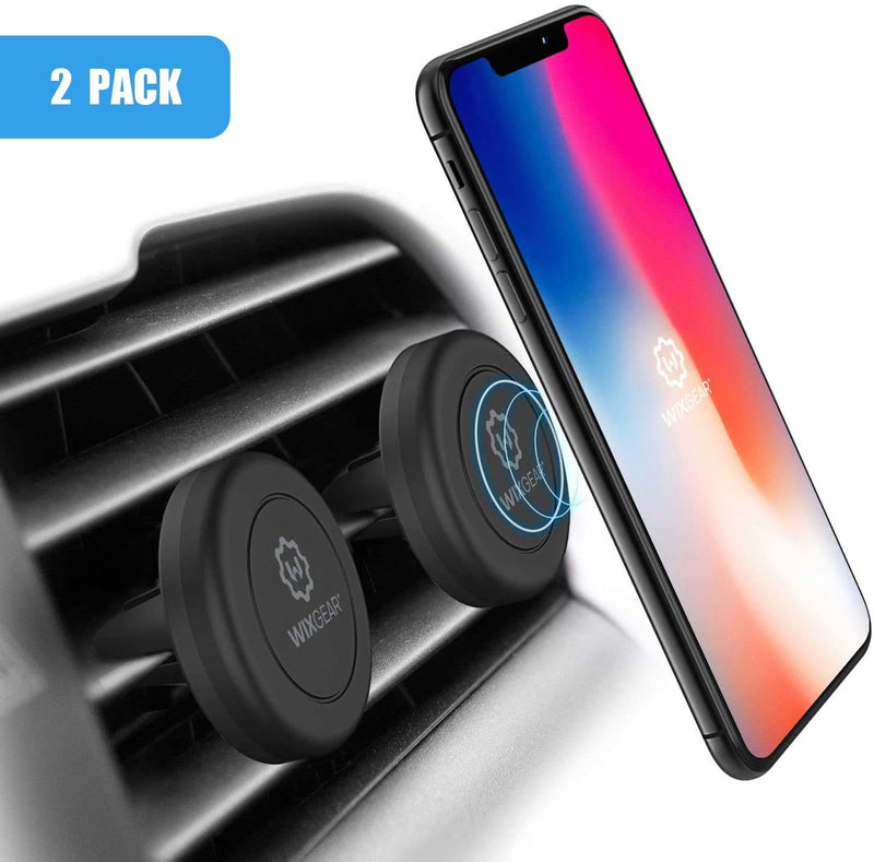  [AUSTRALIA] - Magnetic Phone Holder for Car, WixGear [2 Pack] Universal Air Vent Magnetic Phone Holder for Car, Phone Holder for Car for Cell Phones and Mini Tablets with 4 Metal Plates