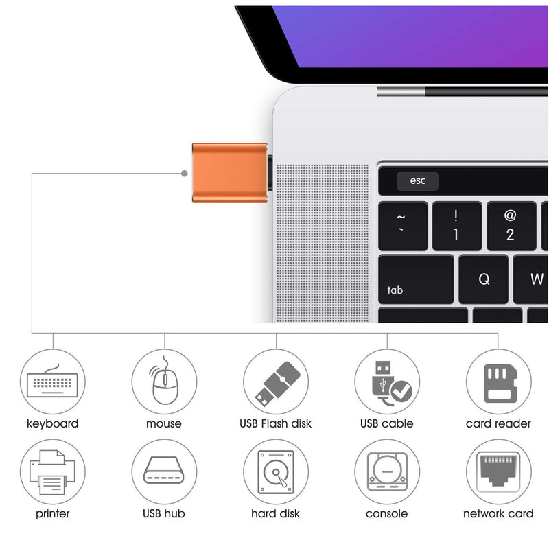 USB C to USB Adapter [2-Pack], Thunderbolt 3 to USB 3.0 OTG Adapter Compatible MacBook Pro,Chromebook,Pixelbook,Microsoft Surface Go,Galaxy S8 S9 S10 Plus,Note 8 9,Pixel 2 3(Orange) Orange - LeoForward Australia