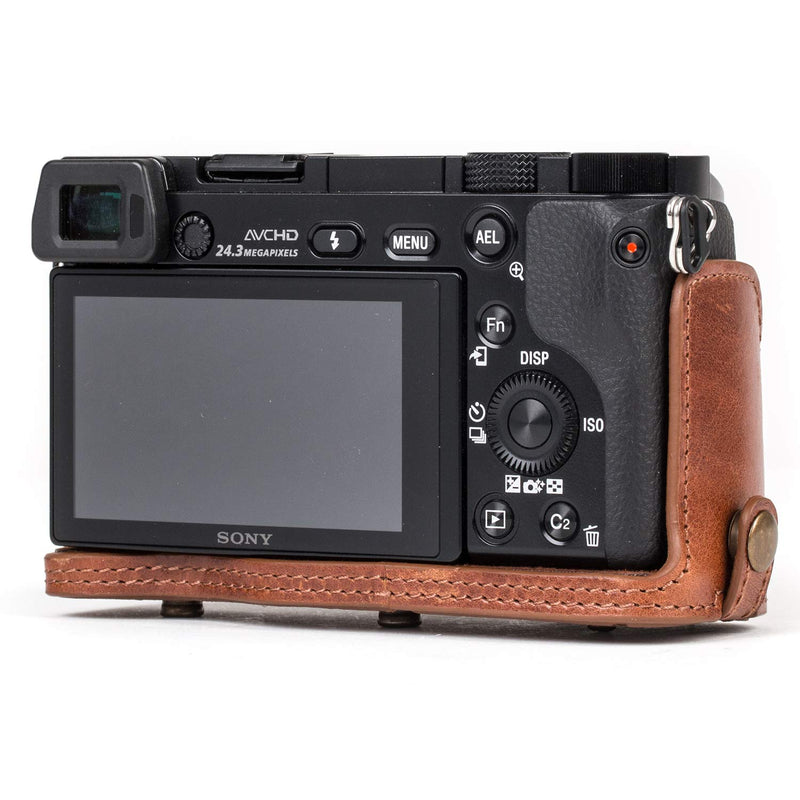  [AUSTRALIA] - MegaGear Ever Ready MG559 Genuine Leather Camera Case, Bag for Sony Alpha A6000, A6300 with 16-50mm (Dark Brown) Dark Brown