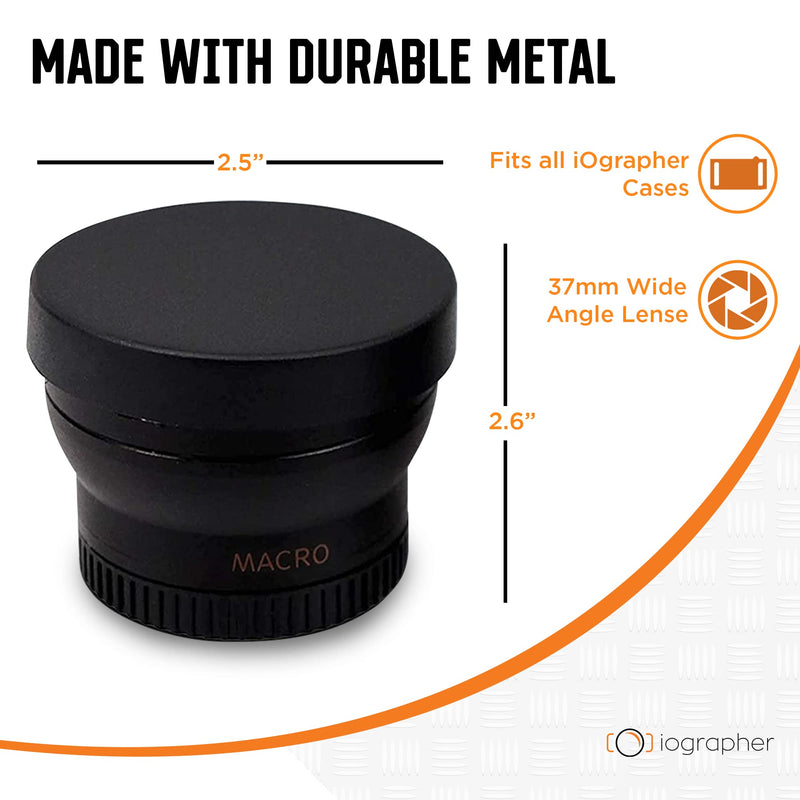  [AUSTRALIA] - iOgrapher 37mm Wide Angle Lens for iPhone and Smartphones - Clip On Macro Lens and Wide Phone Lens - Macro Lens for iPhone and Other Smartphones - Camera Lens for Phone - Comes with Leather Case Bag