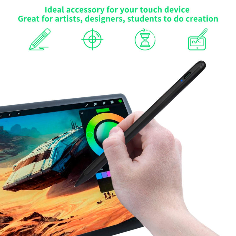 Electronic Stylus for iPad 5th Generation 9.7" 2017 Pencil,Type-C Rechargeable Active Capacitive Pencil Compatible with Apple iPad 5th Gen 9.7-inch Stylus Pens,Good on iPad Drawing Pen,Black - LeoForward Australia