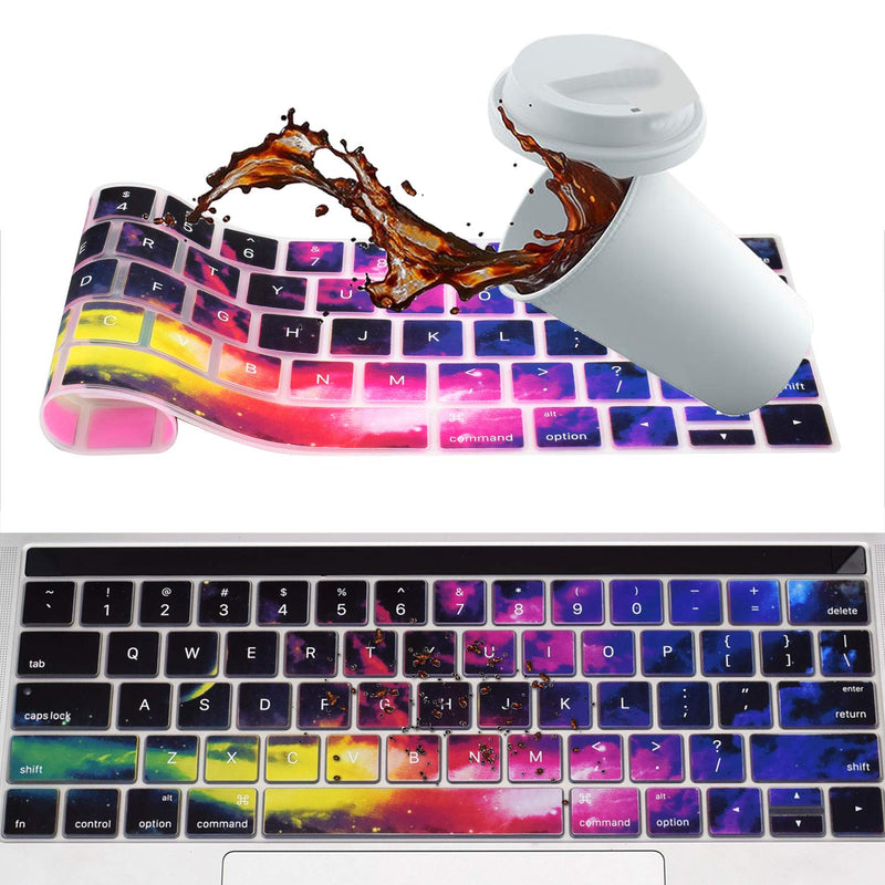  [AUSTRALIA] - Funut MacBook Pro Keyboard Cover with Touch Bar 13 inch Silicone Keyboard Skin and 15 inch Premium Ultra Thin TPU 2019-2016 (Apple Model A2159 A1989 A1990 A1706 A1707) Skin Protector - Nebula