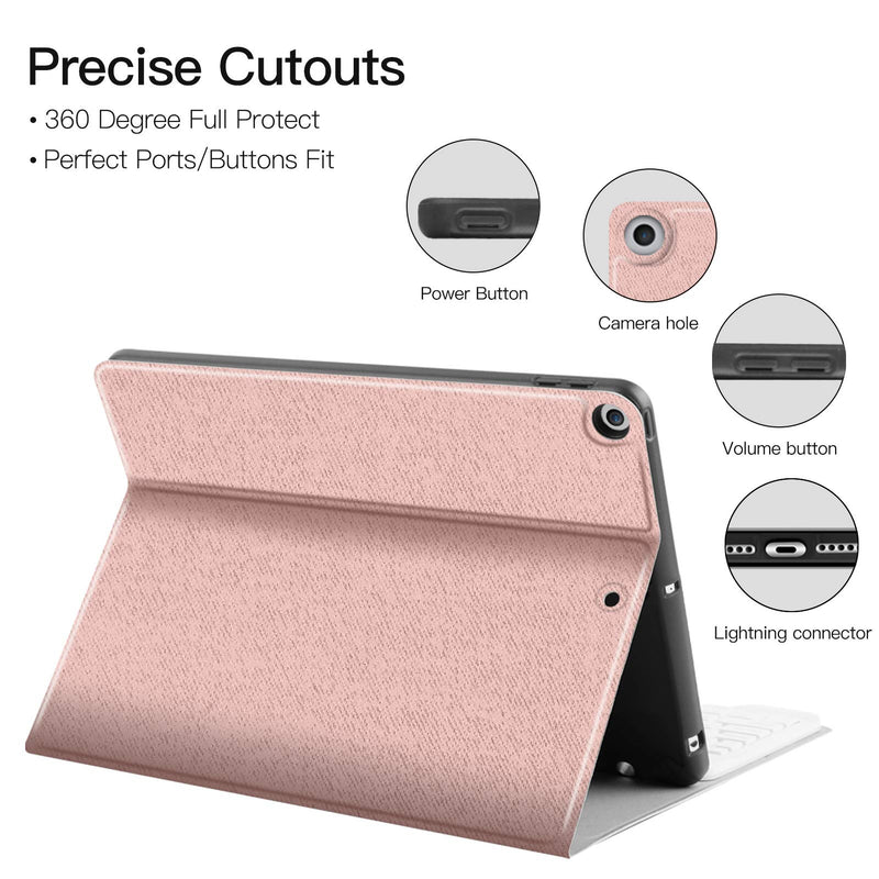  [AUSTRALIA] - Keyboard Case for iPad 9th 8th 7th Generation 10.2" - JUQITECH Wireless Magnetic Detachable Keyboard iPad 9th/8th/7th Gen 2021/2020/2019 Stand Tablet Cover Case with Built-in Pencil Holder, Rose Gold For 10.2