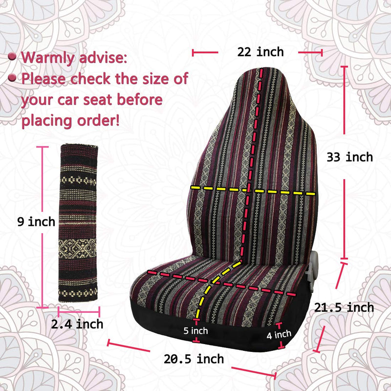  [AUSTRALIA] - X AUTOHAUX Brown Universal Front Seat Cover Saddle Blanket Bucket Seat Cover with Seat-Belt Pad for Car SUV Truck 2pcs