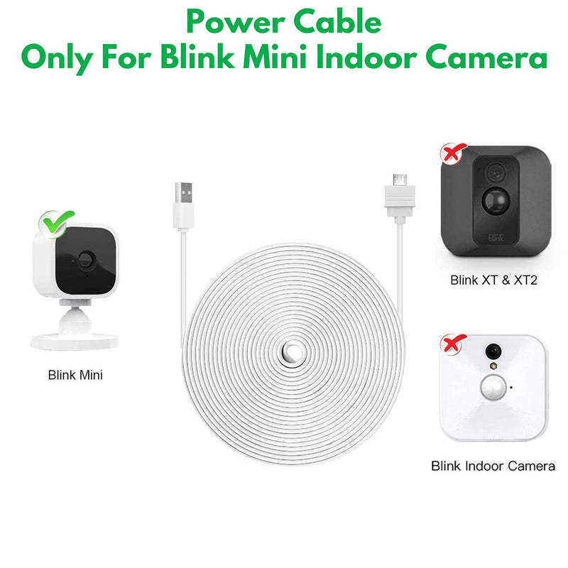  [AUSTRALIA] - 2Pack 25ft/7.5m Power Cable for Blink Mini Security Camera, Extension USB Cable Continuously Charging Your Blink Mini Indoor Plug-in Smart Camera (Plug and Camera are Not Included)