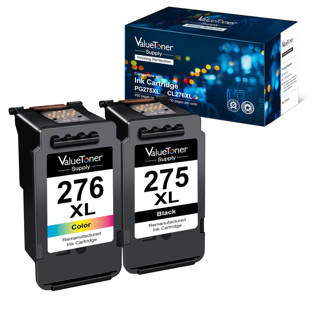  [AUSTRALIA] - ValuetonerSupply Ink Cartridges Replacement for Canon 275 276 275XL 276XL PG-275 XL CL-276 XL PG275 CL276 to use with Canon TS3522 TS3520 TR4720 TR4722 Printer, 2-Pack (1-Black, 1-Color)