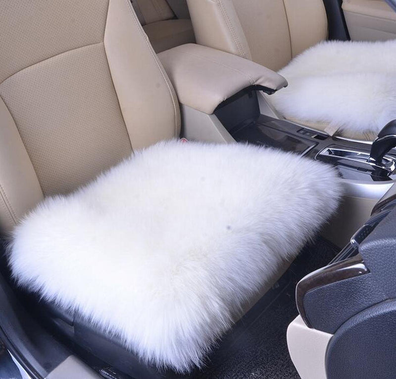  [AUSTRALIA] - Gracefur 1 pc Sheepskin Soft Stylish Car Seat Covers Universal Fit Durable Breathable Seat Cushion Cover for Car/Chair White