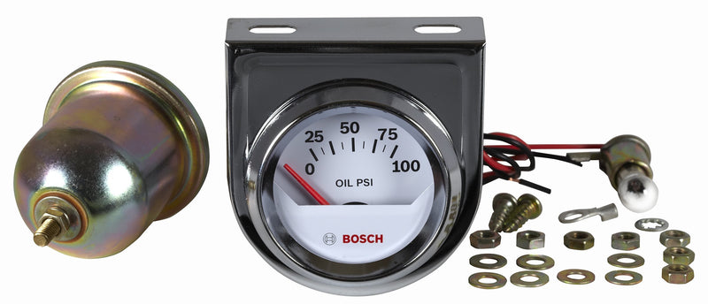  [AUSTRALIA] - Bosch SP0F000041 Style Line 2" Electrical Oil Pressure Gauge (White Dial Face, Chrome Bezel)