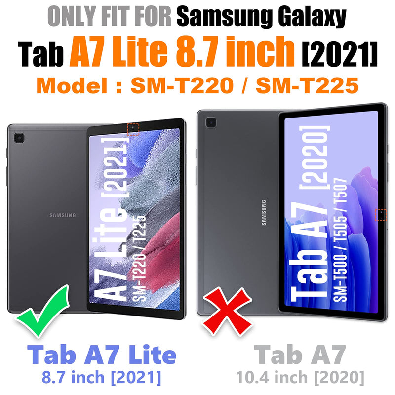  [AUSTRALIA] - Samsung Galaxy Tab A7 Lite Case 8.7'' with Screen Protector Pencil Holder [360 Rotating Hand Strap] &Stand, SEYMAC stock Drop-Proof Case for Samsung Galaxy Tab A7 Lite 2021 SM-T220/T225/T227 (Black) Black