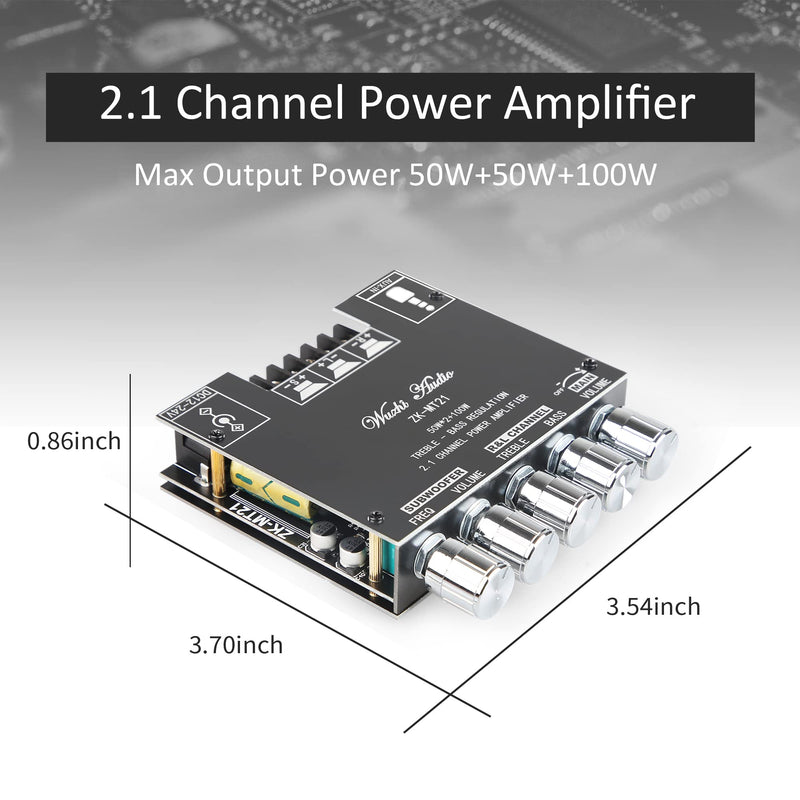  [AUSTRALIA] - Bluetooth Power Amplifier Board with Subwoofer 2.1 Channel 50W×2+100W, 12V-24V Audio Power Amplifier Module with Treble and Bass Control for DIY Bluetooth Audio and Store Home Theater