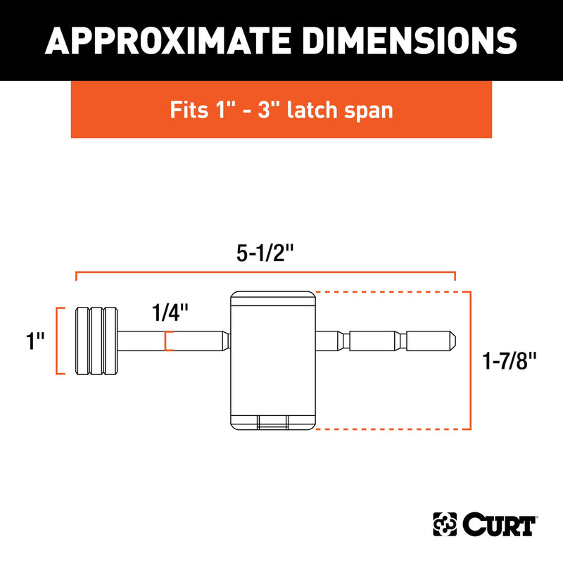  [AUSTRALIA] - CURT 23503 Right-Angle Trailer Coupler Lock, 1/4-Inch Pin Diameter, Up to 3-Inch Span